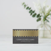 Carte De Visite CHEVRON MODERNE motif feuille or gris tableau noir (Debout devant)