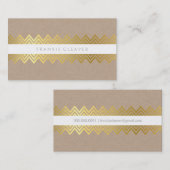 Carte De Visite CHEVRON MODERNE MOTIF kraft or simple et tendance (Devant / Derrière)