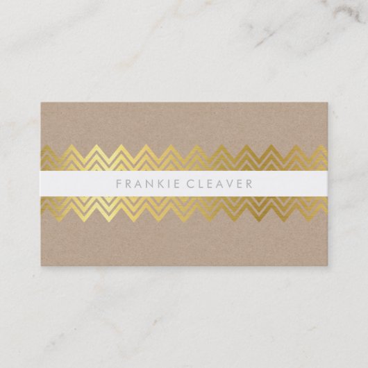 Carte De Visite CHEVRON MODERNE MOTIF kraft or simple et tendance (Devant)