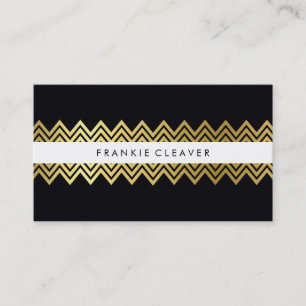 Carte De Visite CHEVRON MODERNE MOTIF or simple et tendance noir