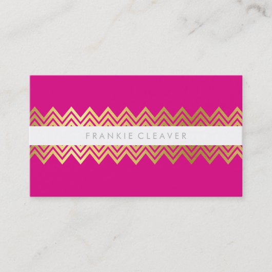 Carte De Visite CHEVRON MODERNE MOTIF tendance or simple rose chau (Devant)