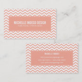 CARTE DE VISITE chevron motif corail pâle (Devant / Derrière)