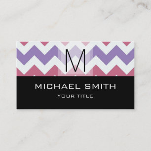 Carte De Visite Chevron Motif moderne Monogramme noir