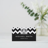 Carte De Visite Chevron Motif moderne Monogramme noir #7 (Debout devant)