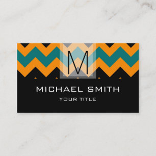 Carte De Visite Chevron Motif moderne Monogramme noir #8