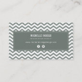 Carte De Visite CHEVRON MOTIF preppy cool moderne gris gris (Dos)