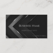 Carte De Visite Chevron Noir Et Gris Élégant (Devant)
