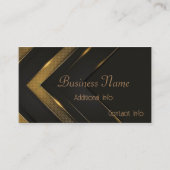 Carte De Visite Chevron Noir Et Or Élégant (Devant)