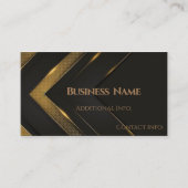 Carte De Visite Chevron Noir Et Or Élégant (Devant)