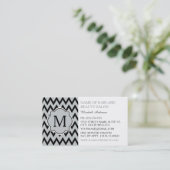 Carte De Visite Chevron Noir tendance Zigzag Monogram coiffeuse (Debout devant)