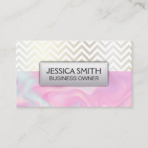 Carte De Visite Chevron Pastel Liquide Contemporain
