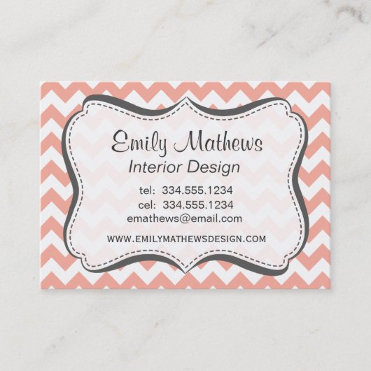 Carte De Visite Chevron Pêche Profonde ; zigzag (Devant)