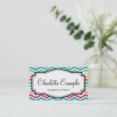 Carte De Visite Chevron personnel rose Turquoise (Debout devant)