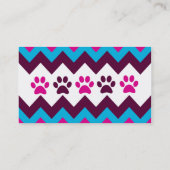 Carte De Visite Chevron Pink Turquoise Chiot Empreintes de pattes  (Dos)