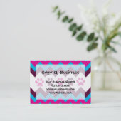 Carte De Visite Chevron Pink Turquoise Chiot Empreintes de pattes (Debout devant)