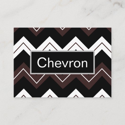 Carte De Visite Chevron rayé noir blanc marron (Devant)