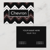 Carte De Visite Chevron rayé noir blanc marron (Devant / Derrière)