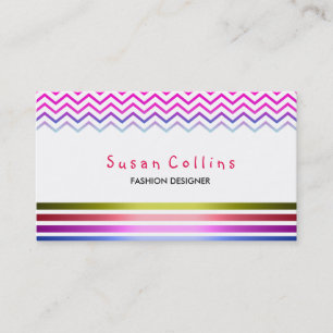 Carte De Visite Chevron rayé propre mode rose simple