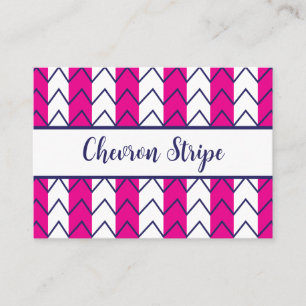 Carte De Visite Chevron rayé rose et blanc géométrique