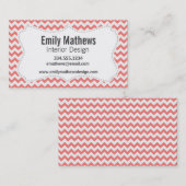 Carte De Visite Chevron rose de corail (Devant / Derrière)