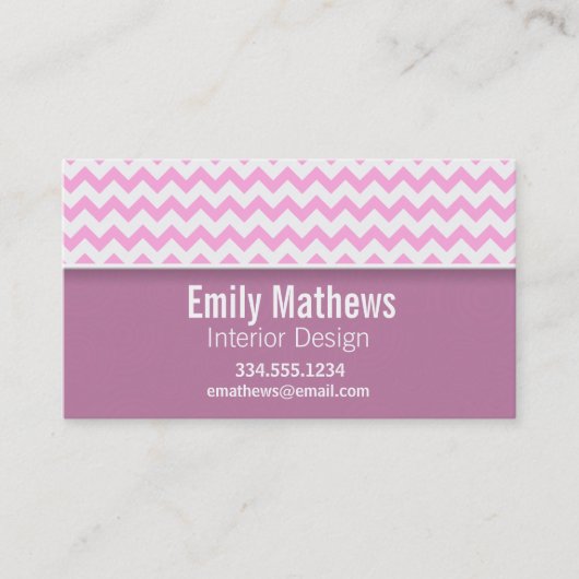 Carte De Visite Chevron rose mignon (Devant)