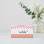 Carte De Visite Chevron Strion Propre Mode Orange Simple (Debout devant)