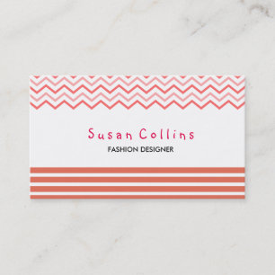 Carte De Visite Chevron Strion Propre Mode Orange Simple