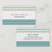Carte De Visite Chevron Strion Propre Mode Vert Simple (Devant / Derrière)