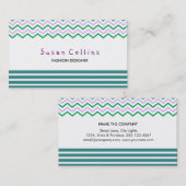 Carte De Visite Chevron Strion Propre Mode Vert Simple (Devant / Derrière)