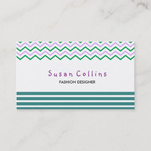Carte De Visite Chevron Strion Propre Mode Vert Simple