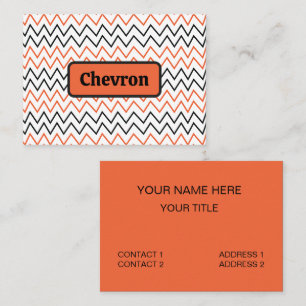 Carte De Visite Chevron Zigzag Orange Noir