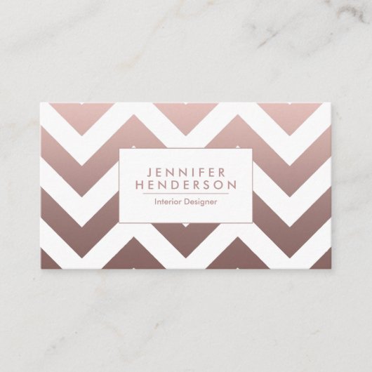 Carte De Visite Chevrons roses en or (Devant)