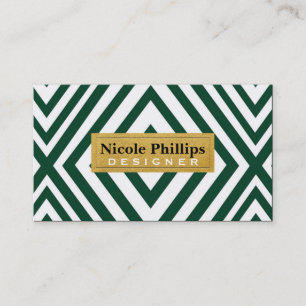 Carte de visite chic à ligne géométrique verte bla