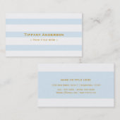 Carte de visite chic à rayures bleues et blanches (Devant / Derrière)