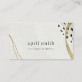 Carte De Visite Chic Abstrait d'ivoire d'or noir Gris pierre textu (Devant)