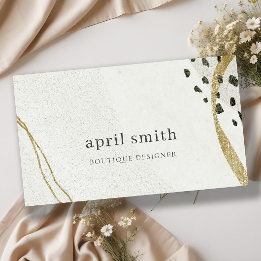 Carte De Visite Chic Abstrait d'ivoire d'or noir Gris pierre textu