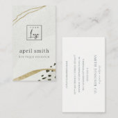 Carte De Visite Chic Abstrait d'ivoire d'or noir Gris pierre textu (Devant / Derrière)