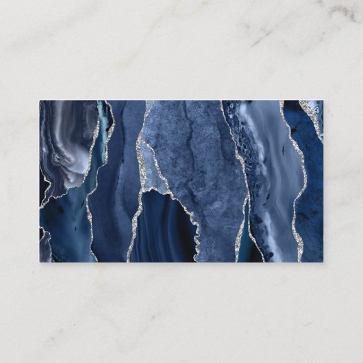 Carte De Visite Chic Agate Geode Designer bijouterie Marine Blue S (Dos)
