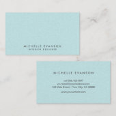 Carte De Visite Chic Aqua Blue Linen Simple Professionnel (Devant / Derrière)