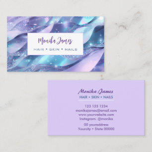 Carte De Visite Chic Aqua et Violet Lilac Shimmer Parties scintill