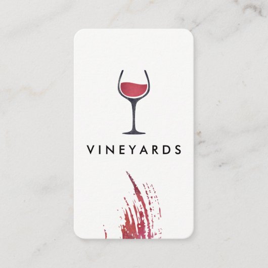 Carte De Visite Chic Aquarelle Brush Strot et verre de vin rustiqu (Devant)
