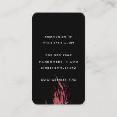 Carte De Visite Chic Aquarelle Brush Strot et verre de vin rustiqu (Dos)