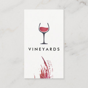 Carte De Visite Chic Aquarelle Brush Strot et verre de vin rustiqu