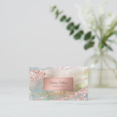 Carte De Visite Chic Aquarelle Faux Rose Gold Foil (Debout devant)