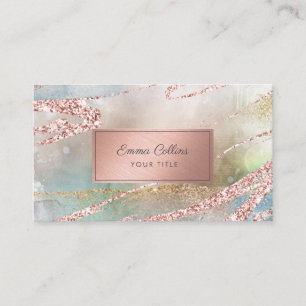 Carte De Visite Chic Aquarelle Faux Rose Gold Foil