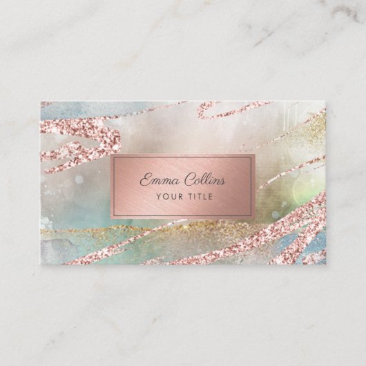Carte De Visite Chic Aquarelle Faux Rose Gold Foil (Devant)