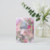 Carte De Visite Chic Aquarelle Fleurs Abstraites Or Cadre Moderne (Debout devant)