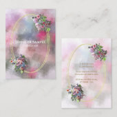 Carte De Visite Chic Aquarelle Fleurs Abstraites Or Cadre Moderne (Devant / Derrière)