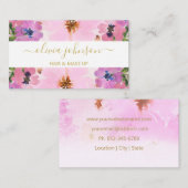 Carte De Visite Chic Aquarelle Florale Maquillage Artiste Coiffure (Devant / Derrière)