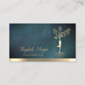 Carte De Visite Chic Arbre d'or femmes Silhouette, Yoga (Devant)